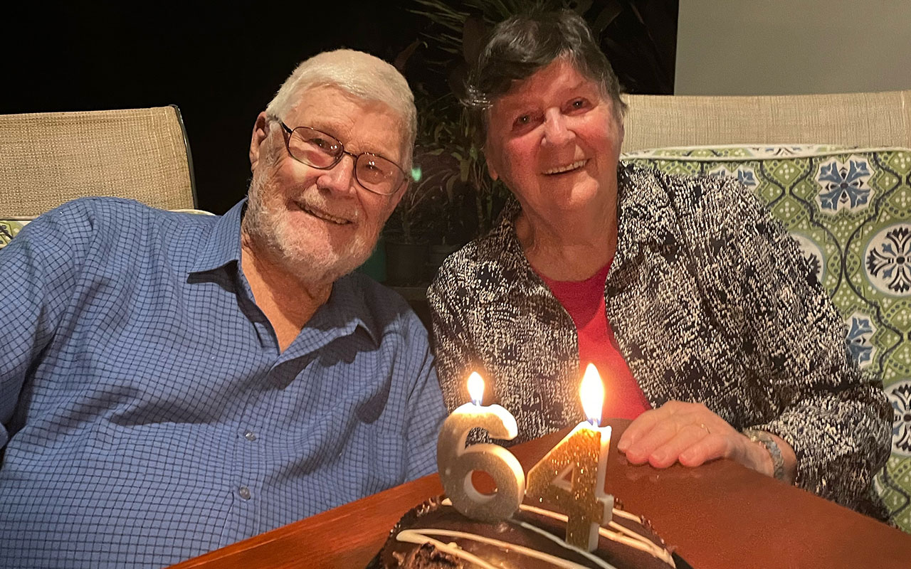 Ingenia Gardens Port Macquarie residents Allan and Pat celebrating their 64th wedding anniversary