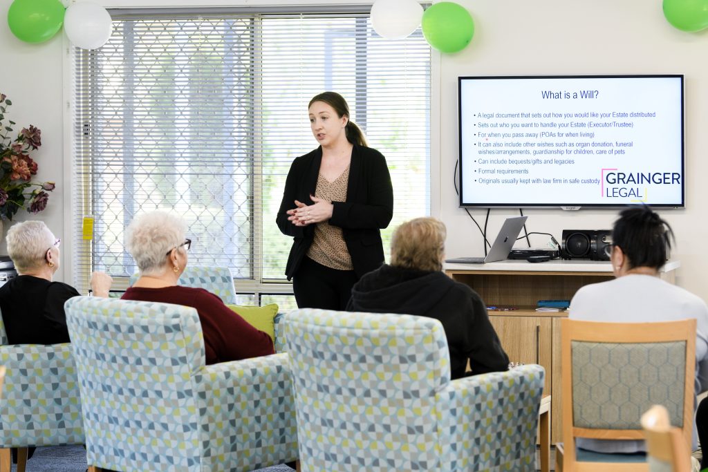 Ingenia Gardens Melton and Grainger Legal - Wills and Power of Attorney Presentations with lawyer Jasmyne.