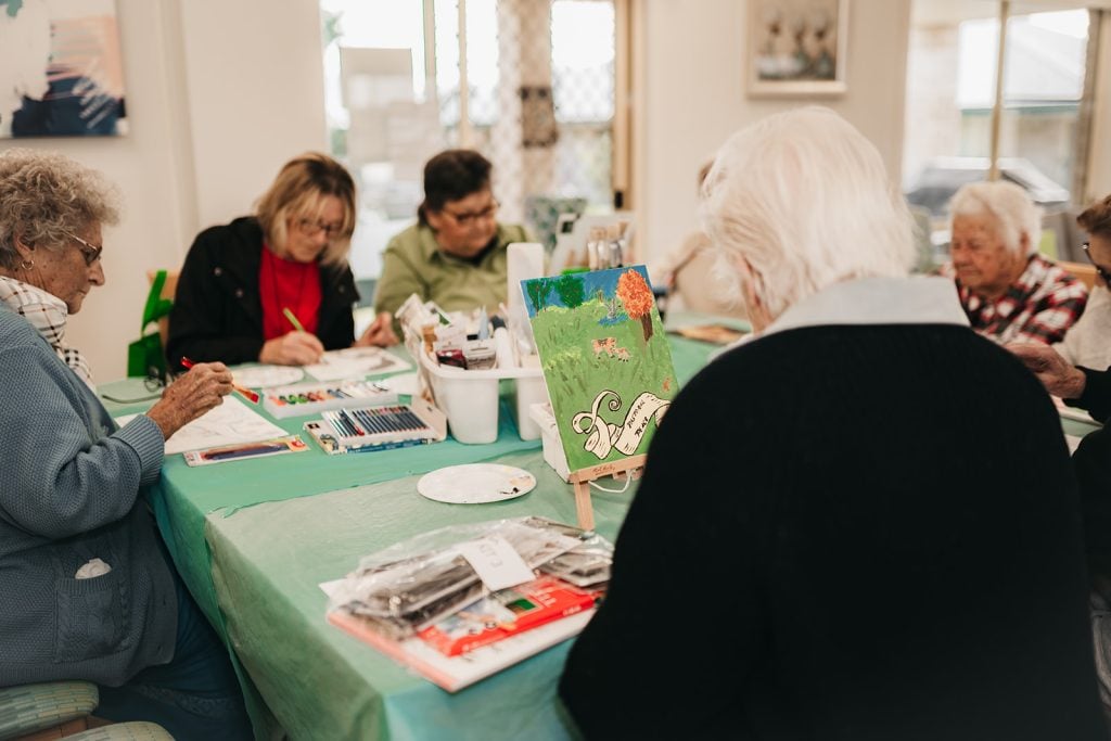 Ingenia Gardens Taree residents working on their art