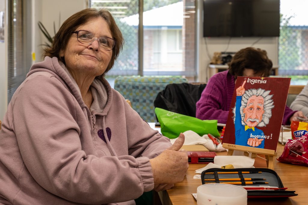 Ingenia Gardens Melton resident with her brilliant artwork